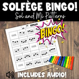 Elementary Solfege BINGO Game Identifying Sol and Mi Patterns PDF